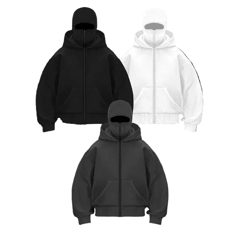 Hoodie with - Integrated Face Mask & Zipper Ma boutique