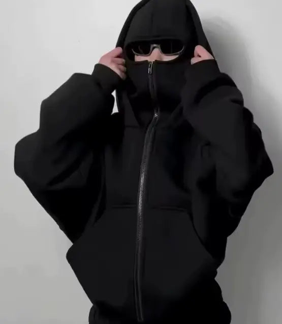 Hoodie with - Integrated Face Mask & Zipper Ma boutique