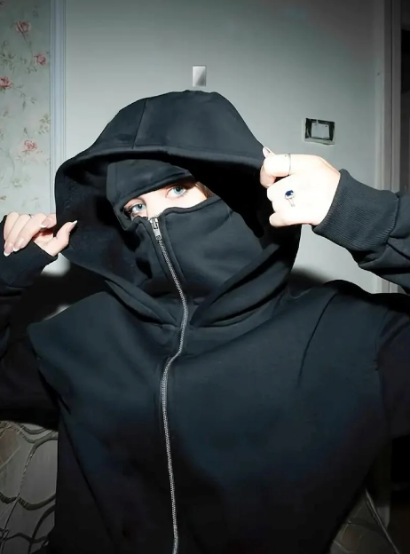 Face Mask Hoodie Black - Lysee Shop