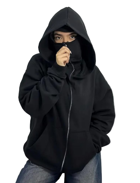 Face Mask Hoodie Black - Lysee Shop