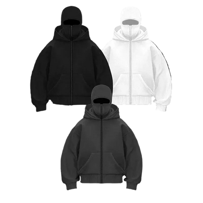 Hoodie with - Integrated Face Mask & Zipper Ma boutique