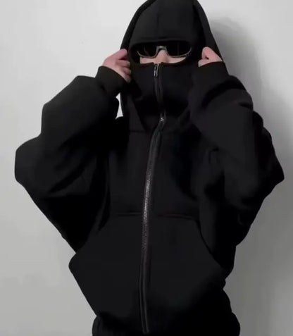 Hoodie with - Integrated Face Mask & Zipper Ma boutique
