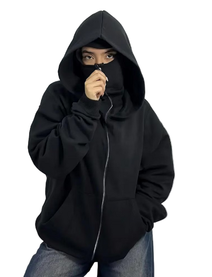 Face Mask Hoodie Black - Lysee Shop